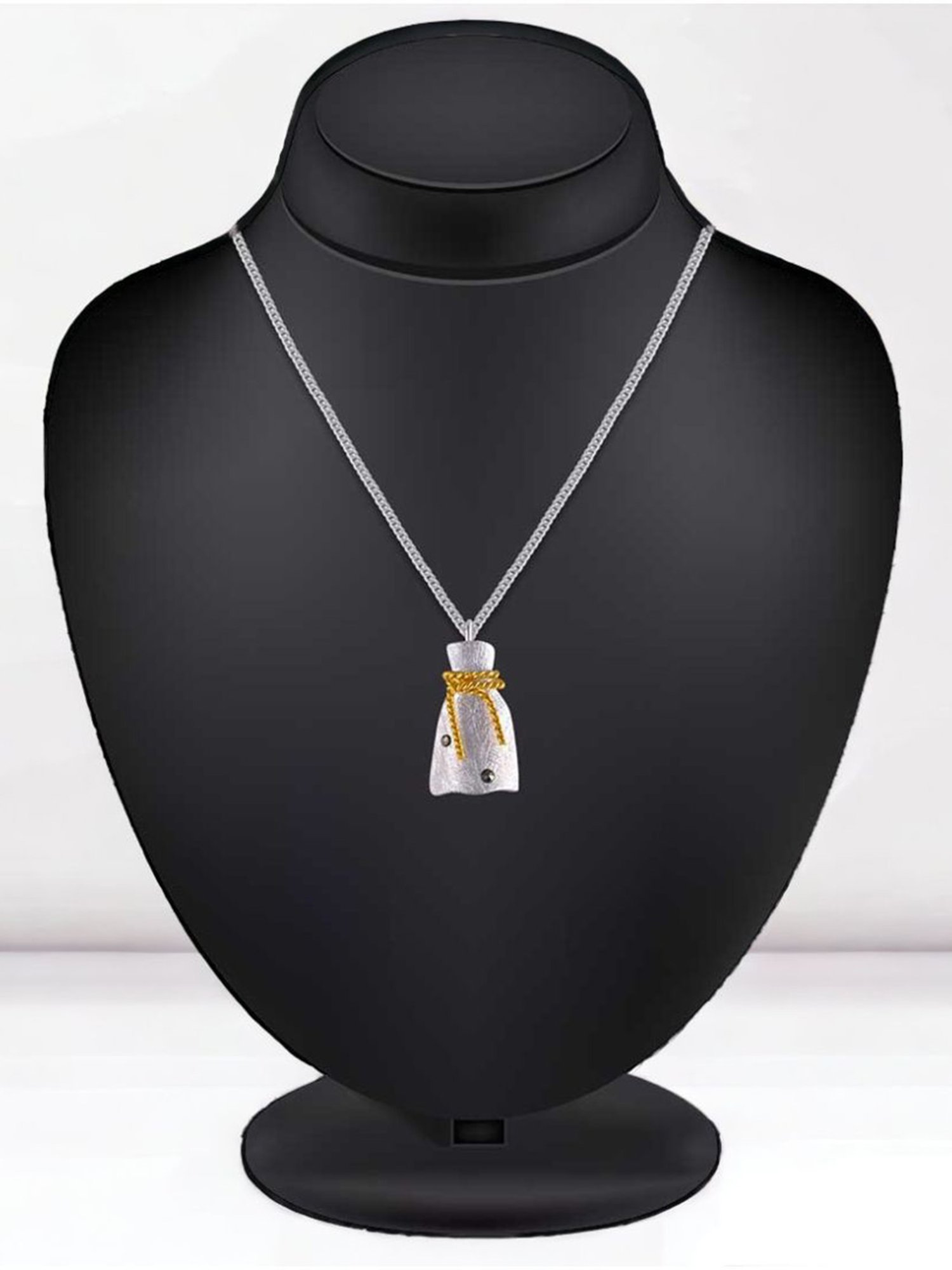 Rihi by P.C. Chandra Jewellers 925 Silver Potli Pendant & Earring Set for Women & Girls