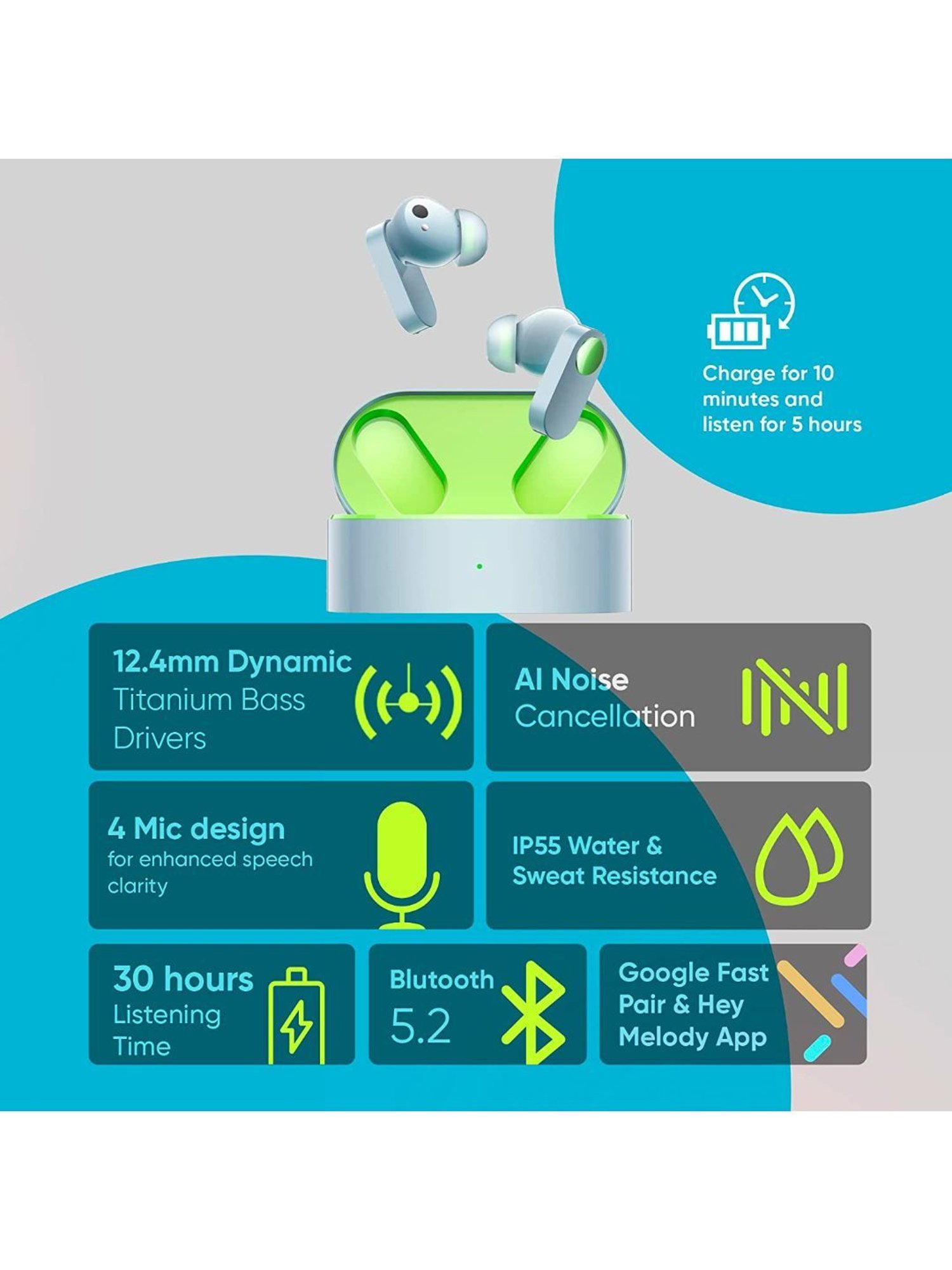 OnePlus Nord Buds True Wireless in Ear Earbuds with Mic (Blue)