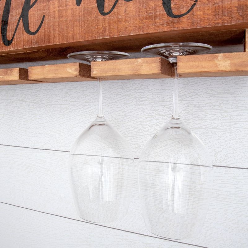 Wall Mount "Wine Not?" Quote Stemware Rack with Rustic Wood - Danya B.