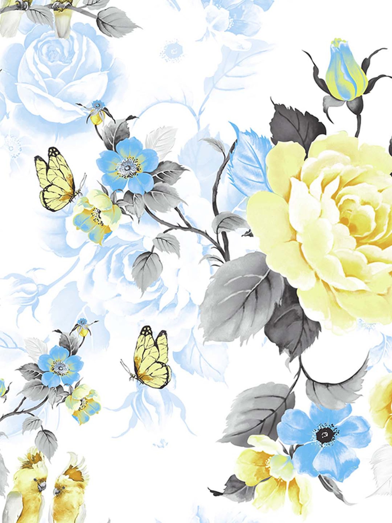 Spaces Celebrations White & Blue Cotton 144 TC Bed Linen Set