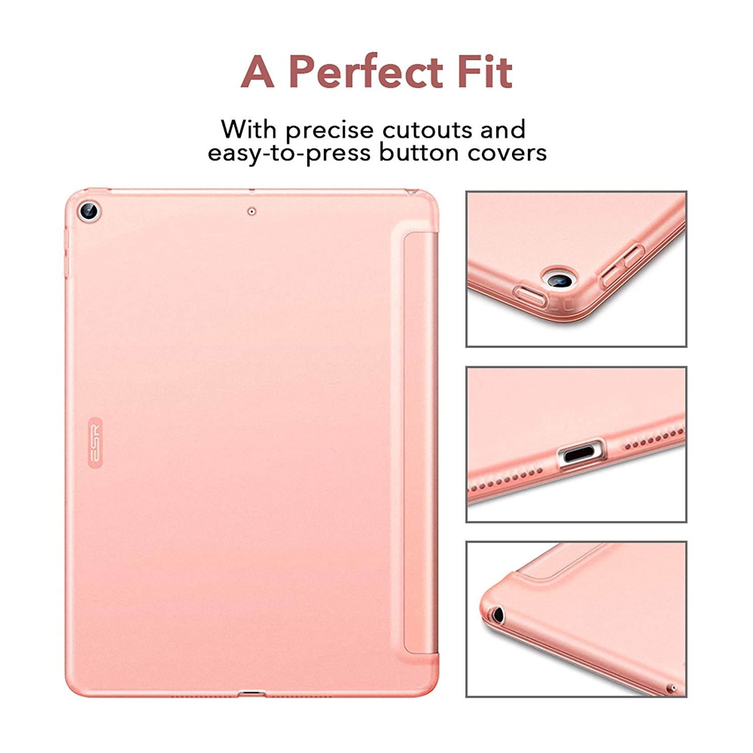ESR Slim Case for iPad 8th Gen (2020)/7th Gen (2019) [Auto Sleep/Wake Cover] [Flexible Back with Viewing/Typing Stand] Rebound Series &ndash; Rose Gold