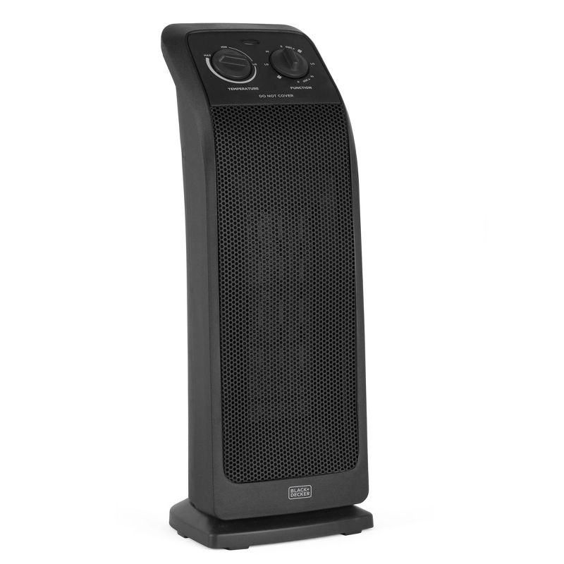 Pelonis HF-0063 1500-Watt 2-Setting Portable Oscillating Small Room Digital Fan and Personal Space Heater, Black