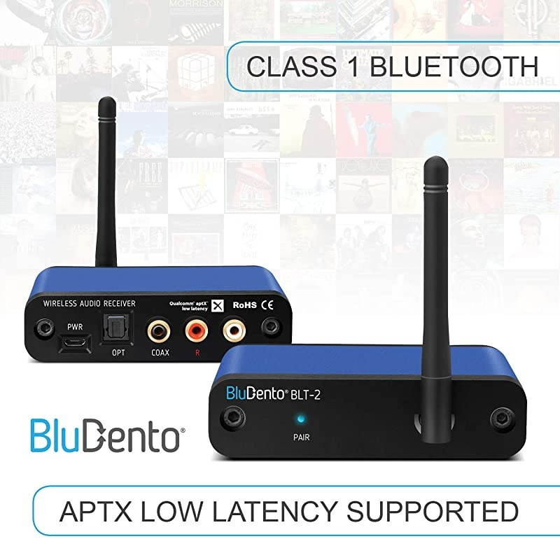 Bluetooth Music Receiver with aptX Low Latency Extended Range and High Fidelity 32 Bit Burr Brown DAC Optical amp Analog Outputs for Home Audio