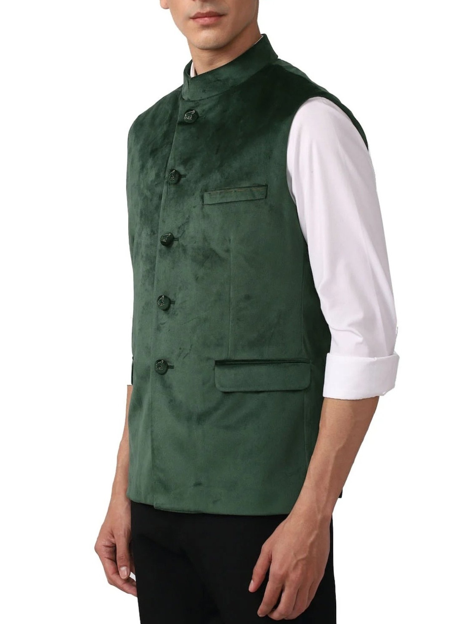 Simon Carter London Green Slim Fit Nehru Jacket