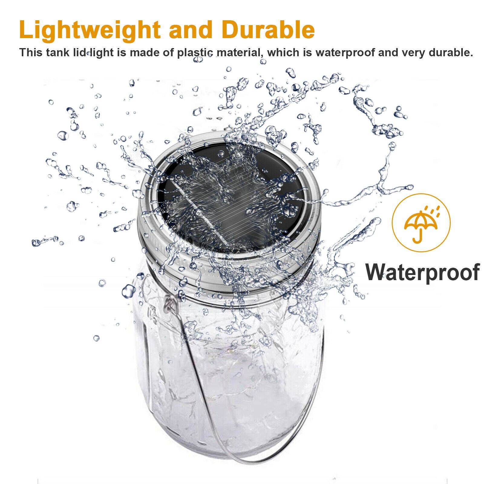 Solar Power Mason Jar Lid Lights Set 10/20 LED Fairy String Lights Garden Decor