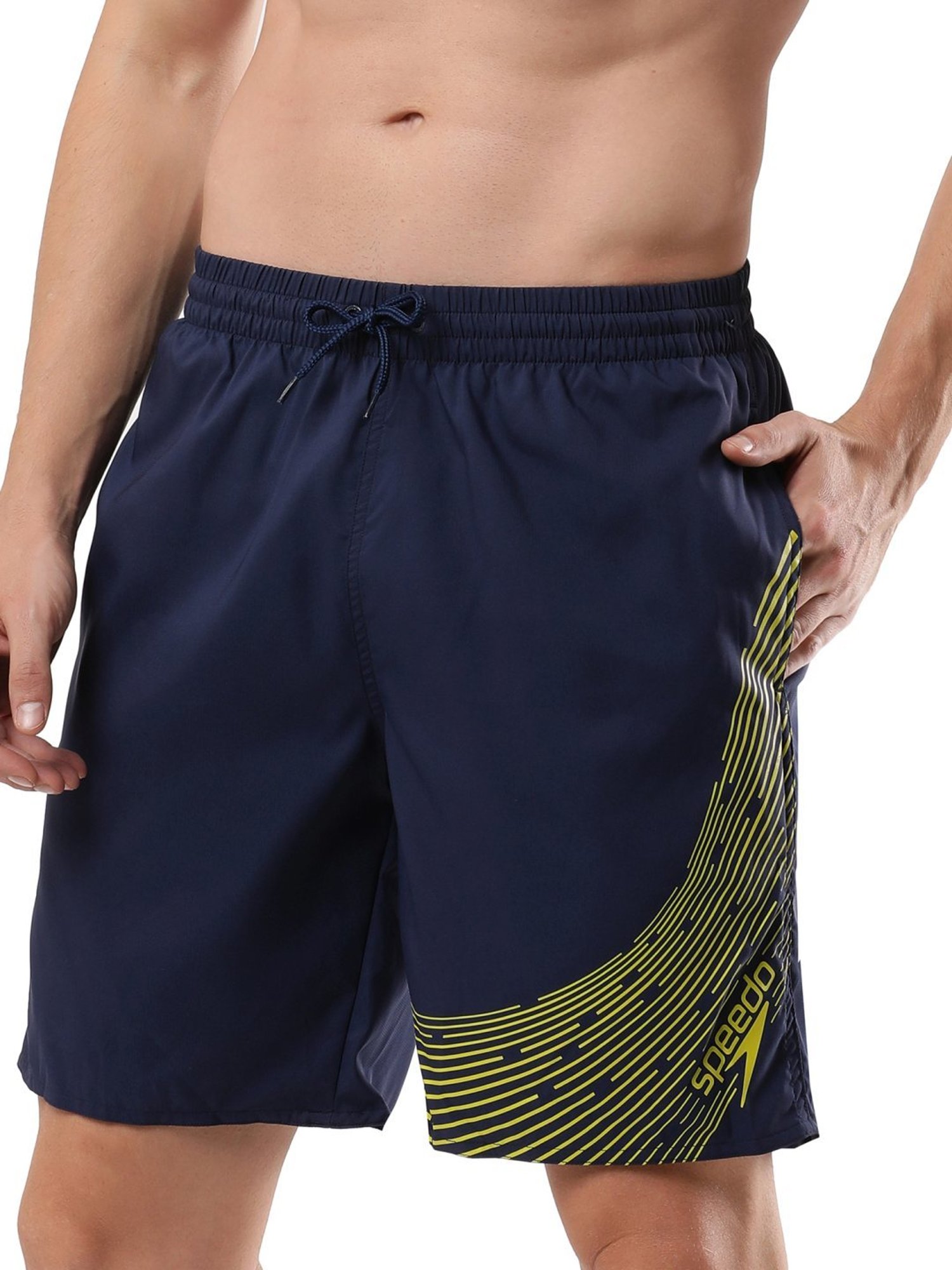 Speedo Navy Regular Fit Printed Swim Shorts