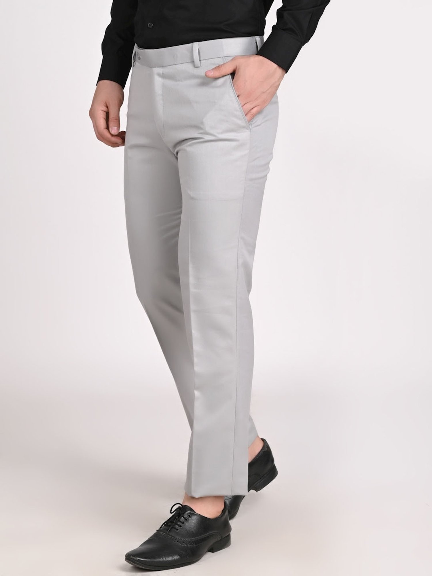 TAHVO Grey  Regular Fit Trousers