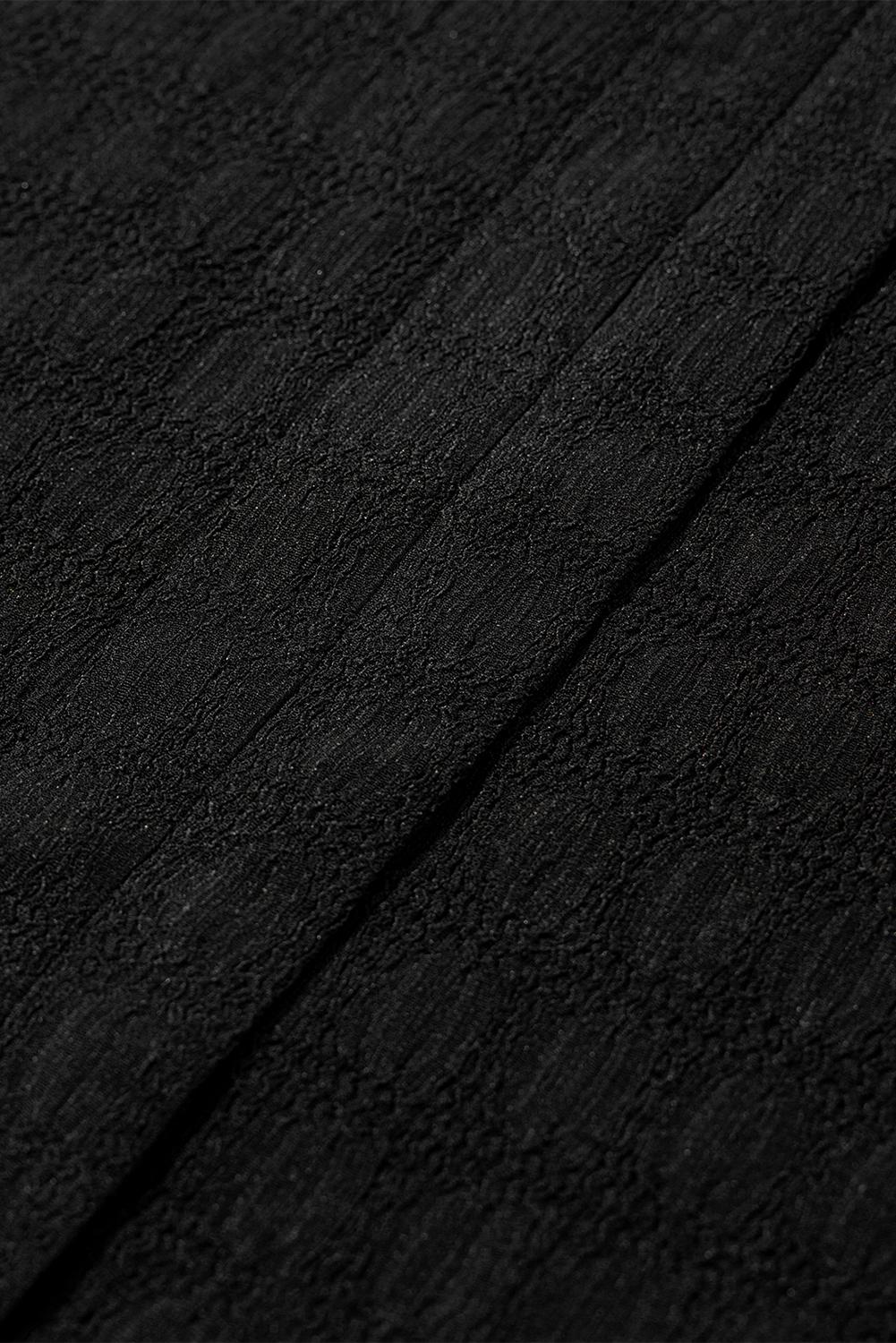 Black Textured Split V Neck Sleeveless Shirt