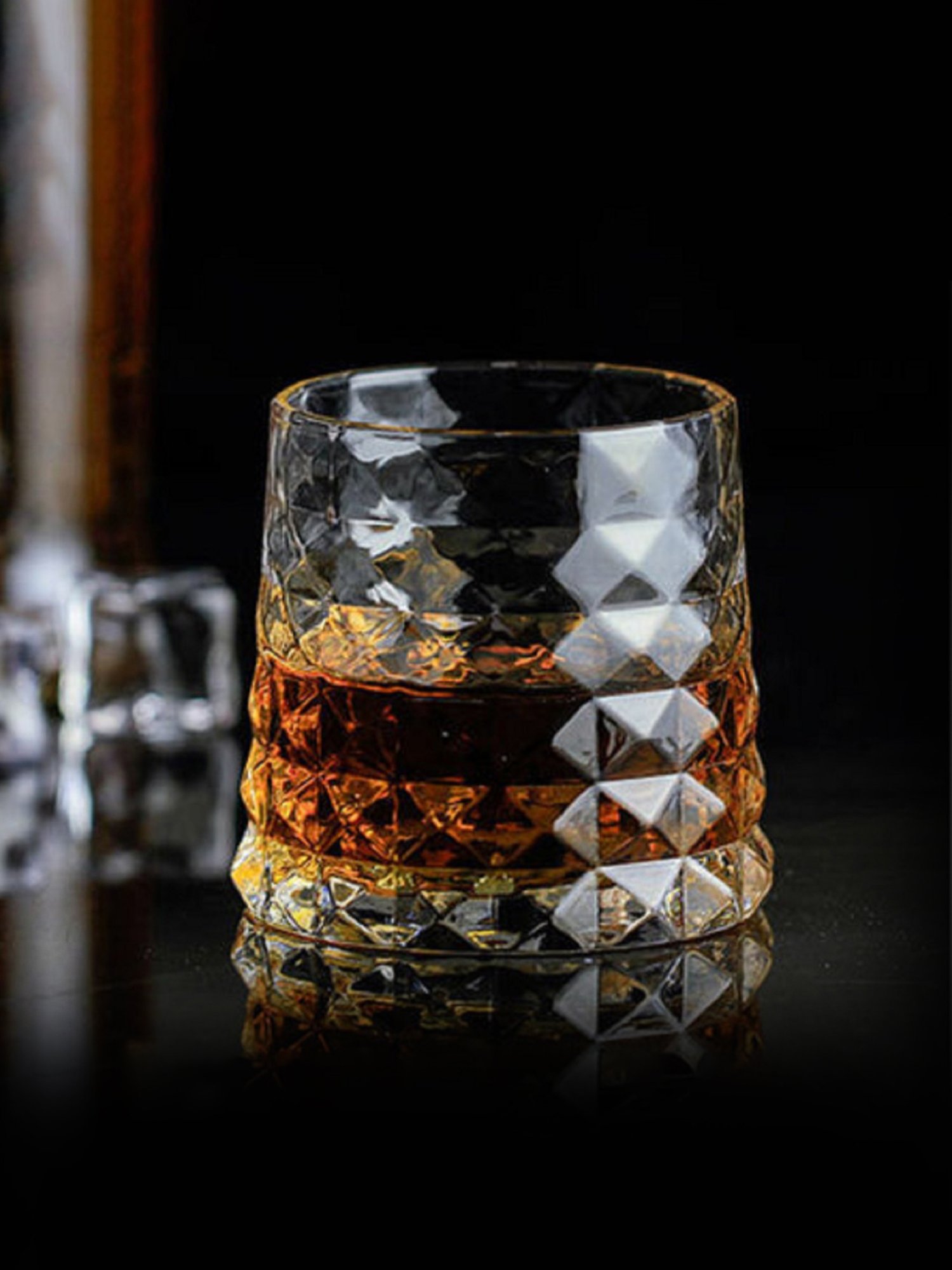 Melbify Embosed Diamond Cut Transparent Whiskey Glass 320ml - Set of 6