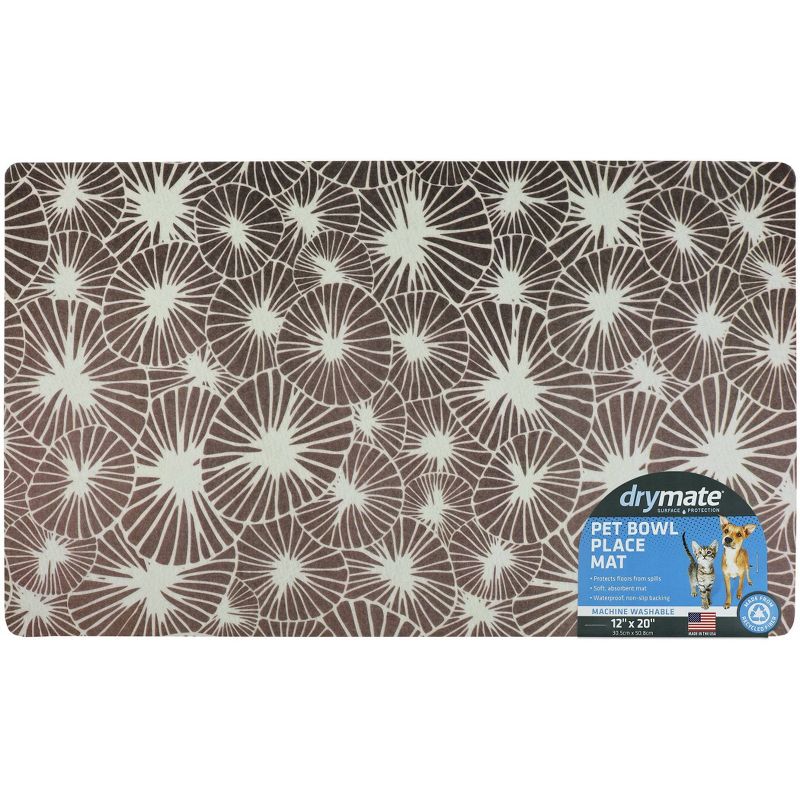 Drymate Dog and Cat Feeding Placemat - Flowers Gray