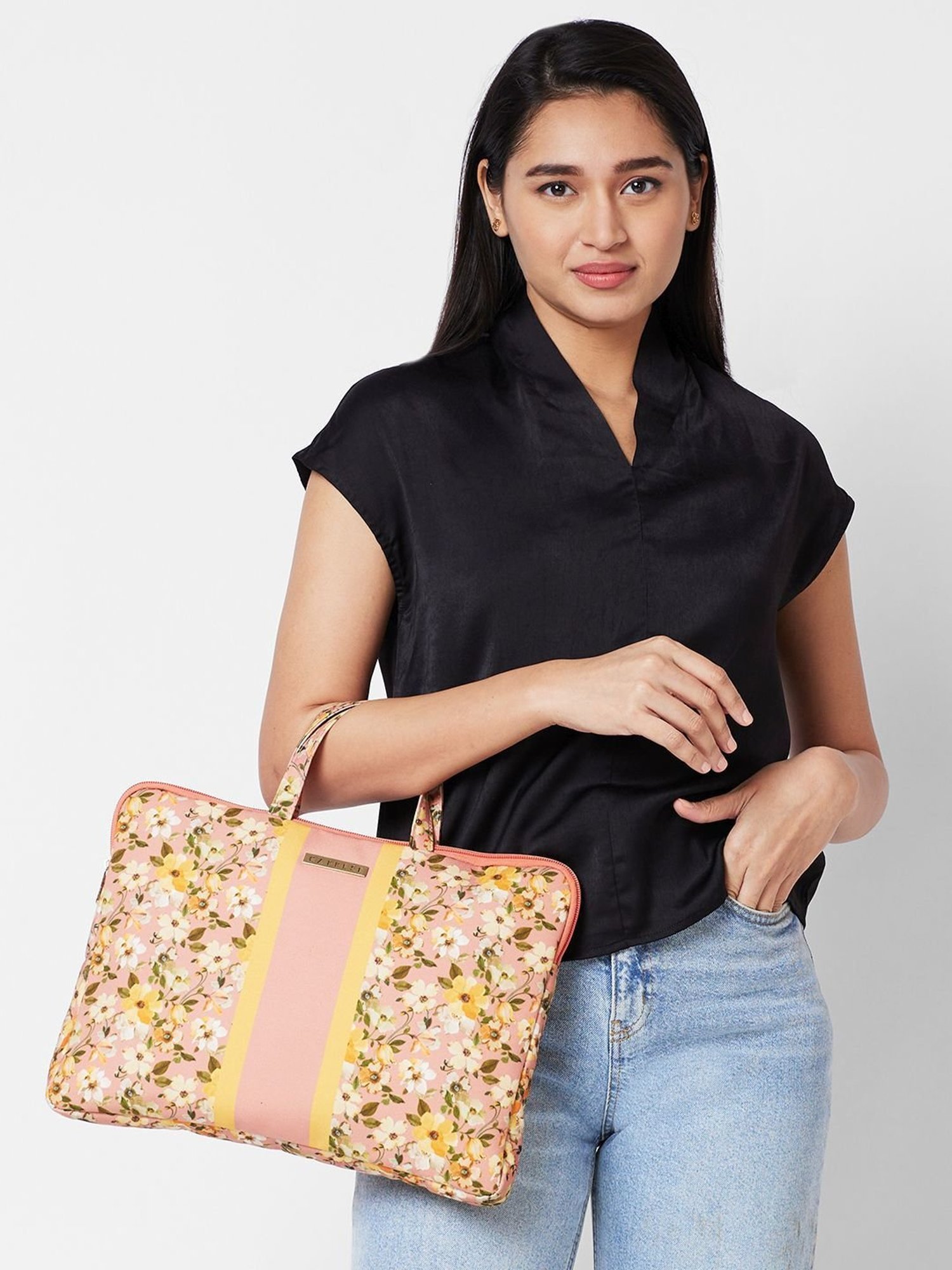 Caprese Pink Canvas Large Laptop Messenger Bag