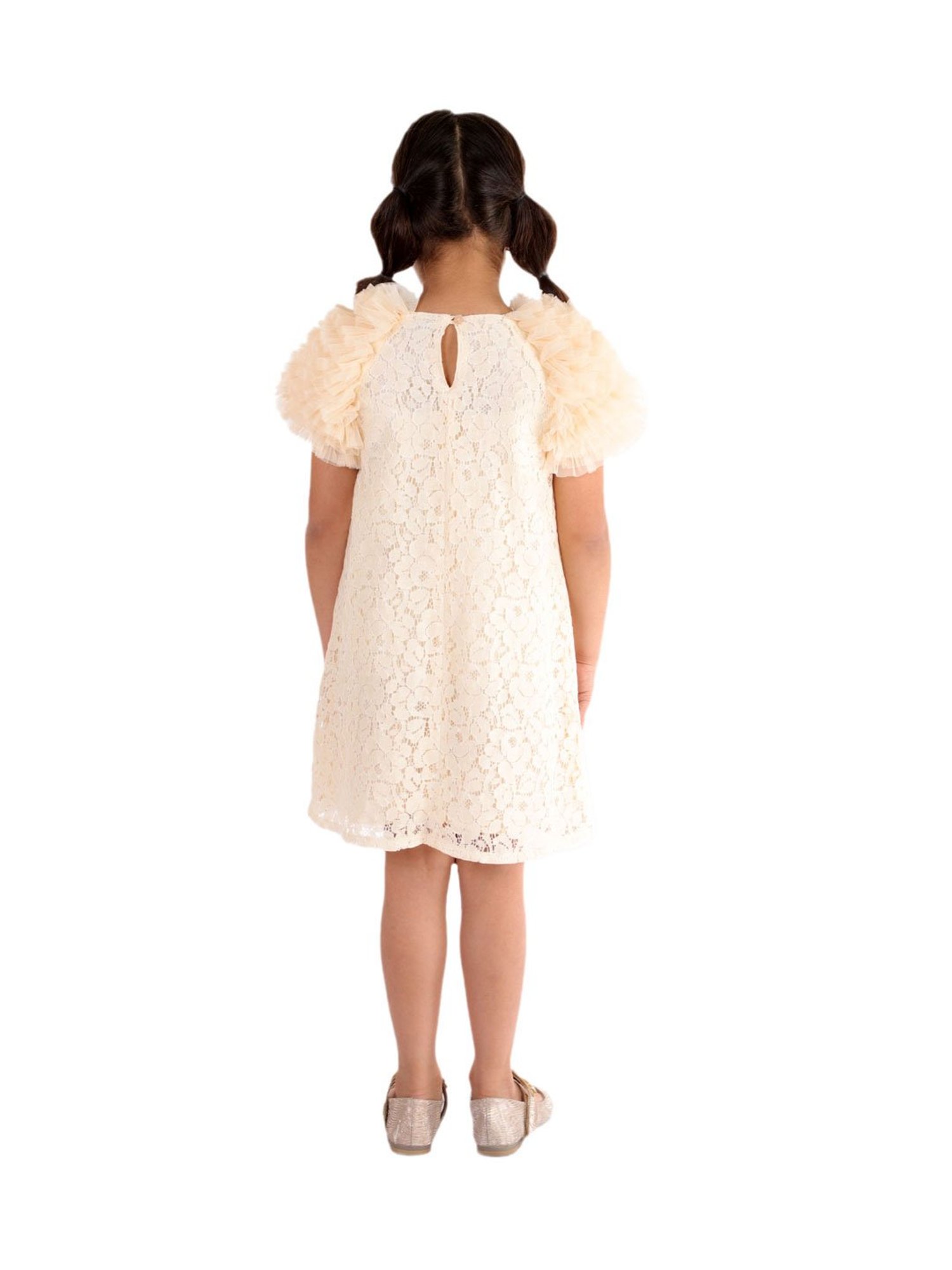 KidsDew Kids Beige Embroidered Dress