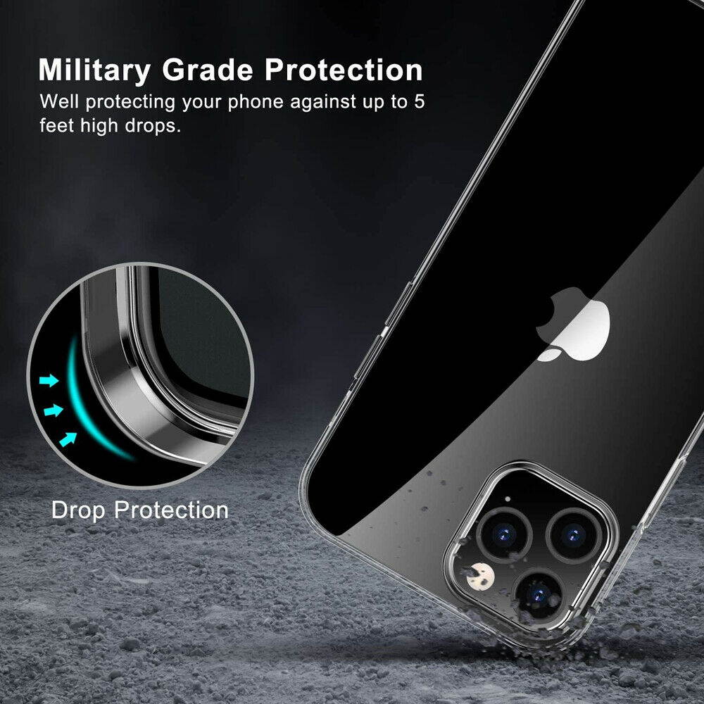 For iPhone 12/Pro/Max/Mini 5G Clear Slim Case Cover Camera Lens Screen Protector