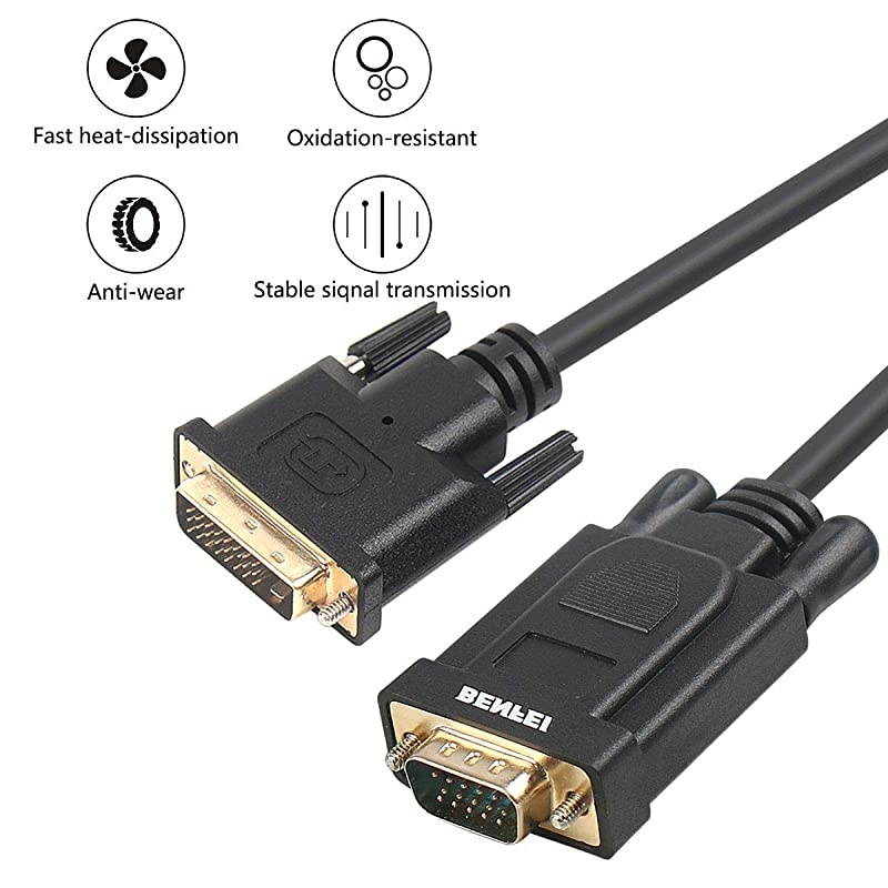 Active DVID to VGA  DVID 24+1 to VGA 6 Feet Cable Male to Male GoldPlated Cord