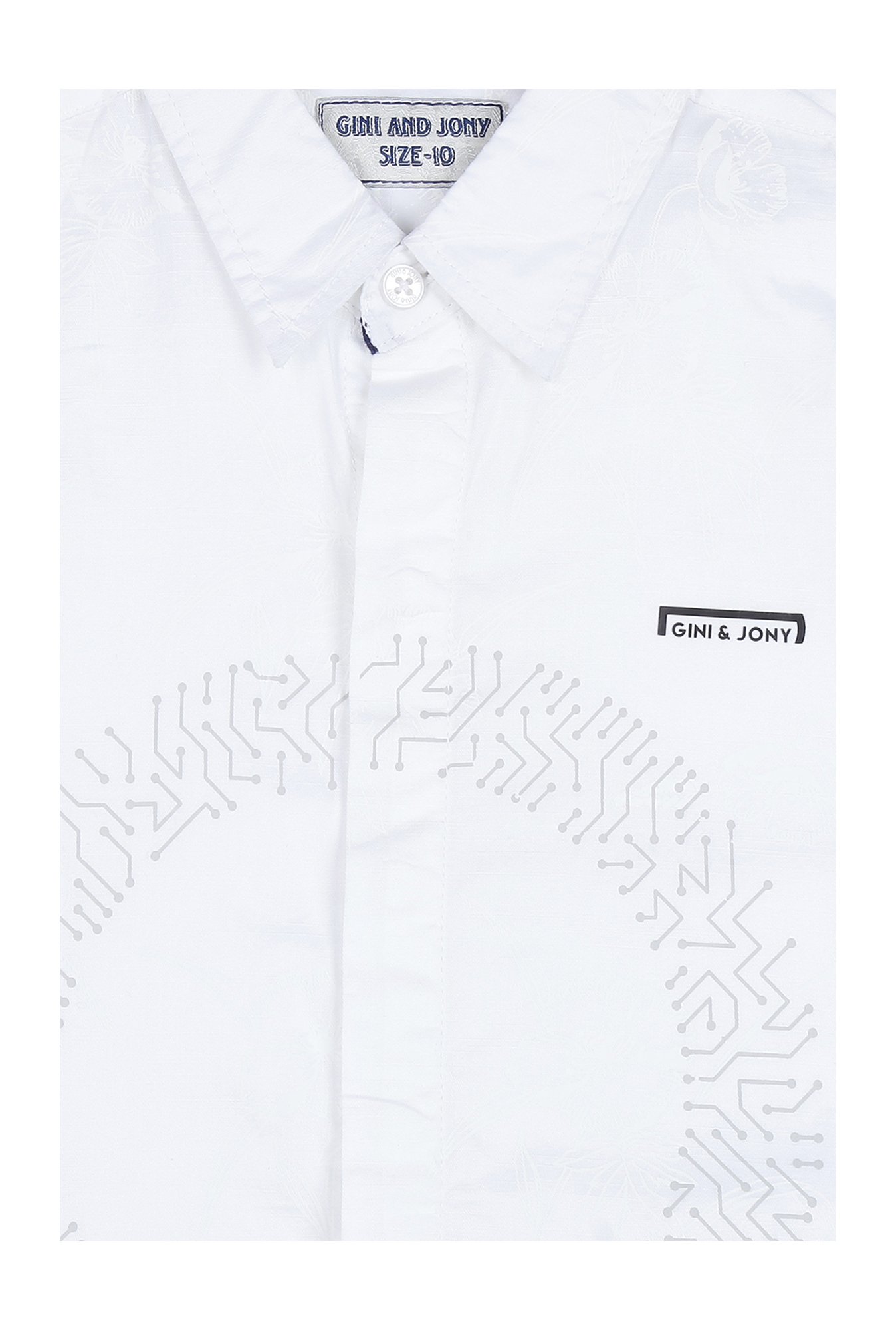 Gini & Jony Boys White Printed Shirt