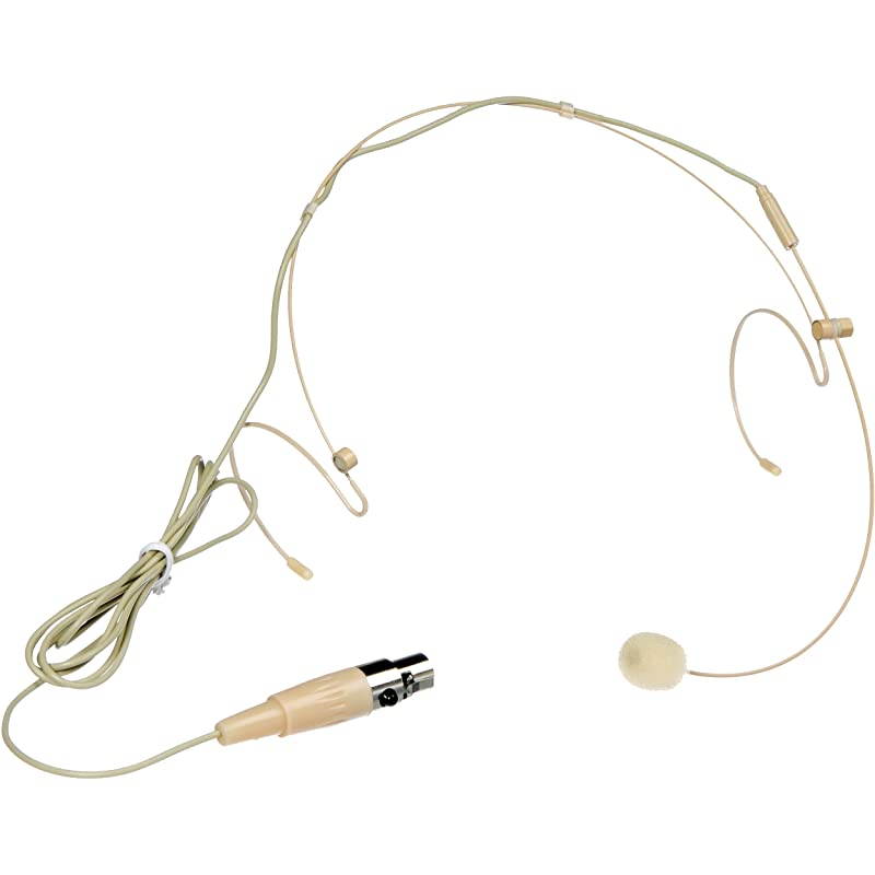 HM20U Headworn Unidirectional Microphone Lightweight handsfree microphone use for singers aerobics instructors teachers etc MiniXLR connection Beige color