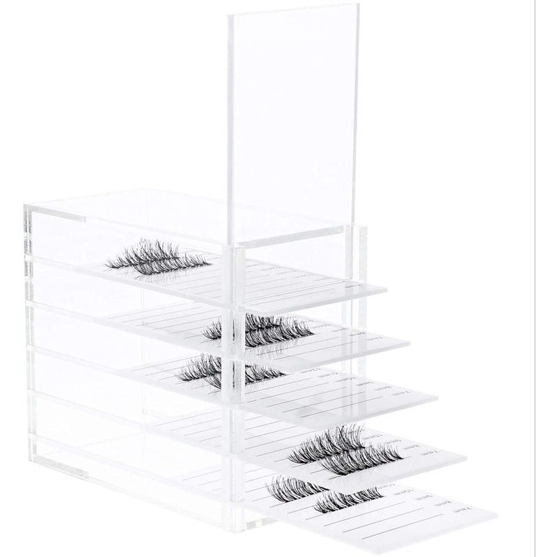 Juvale Acrylic 5 Layer Clear Eyelash Storage Box, Organizer (4.5 x 3.5 in)