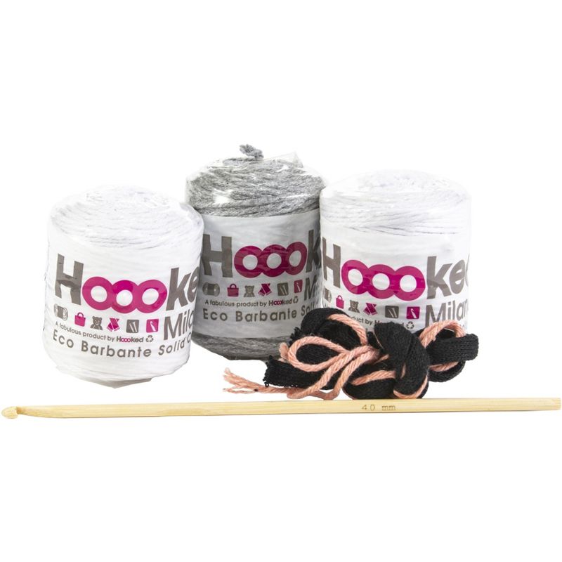 Hoooked Lamb Lewy Yarn Kit W/Eco Barbante Yarn-White & Gray