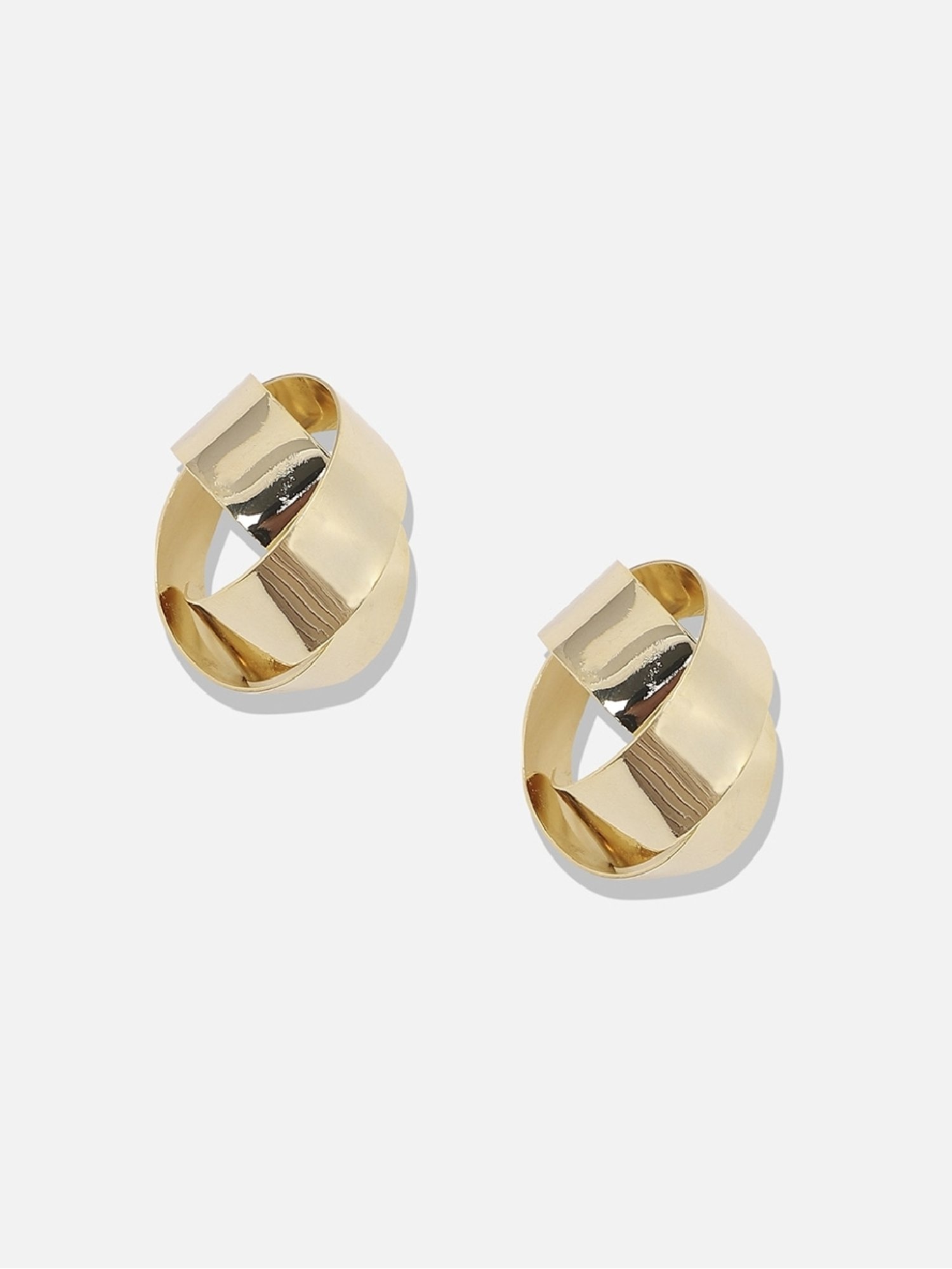 Sohi Women's Minimal Rolled Stud Earrings  Gold
