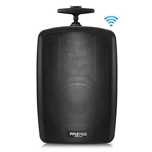 wireless portable pa speaker system  360w bluetooth compatible battery powered rechargeable outdoor dj sound speaker microphone set mp3 usb sd fm radio rca 1/4" mic in wheels  pyle pphp8mba