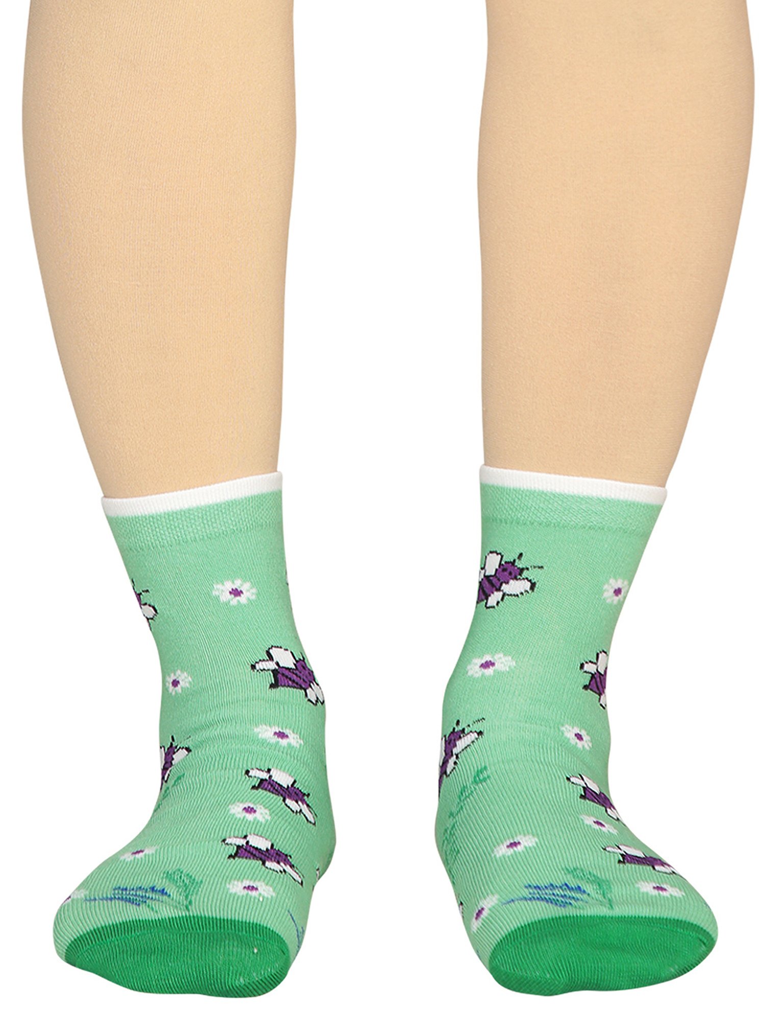 Bodycare Pink & Green Printed Socks (Pack Of 2)