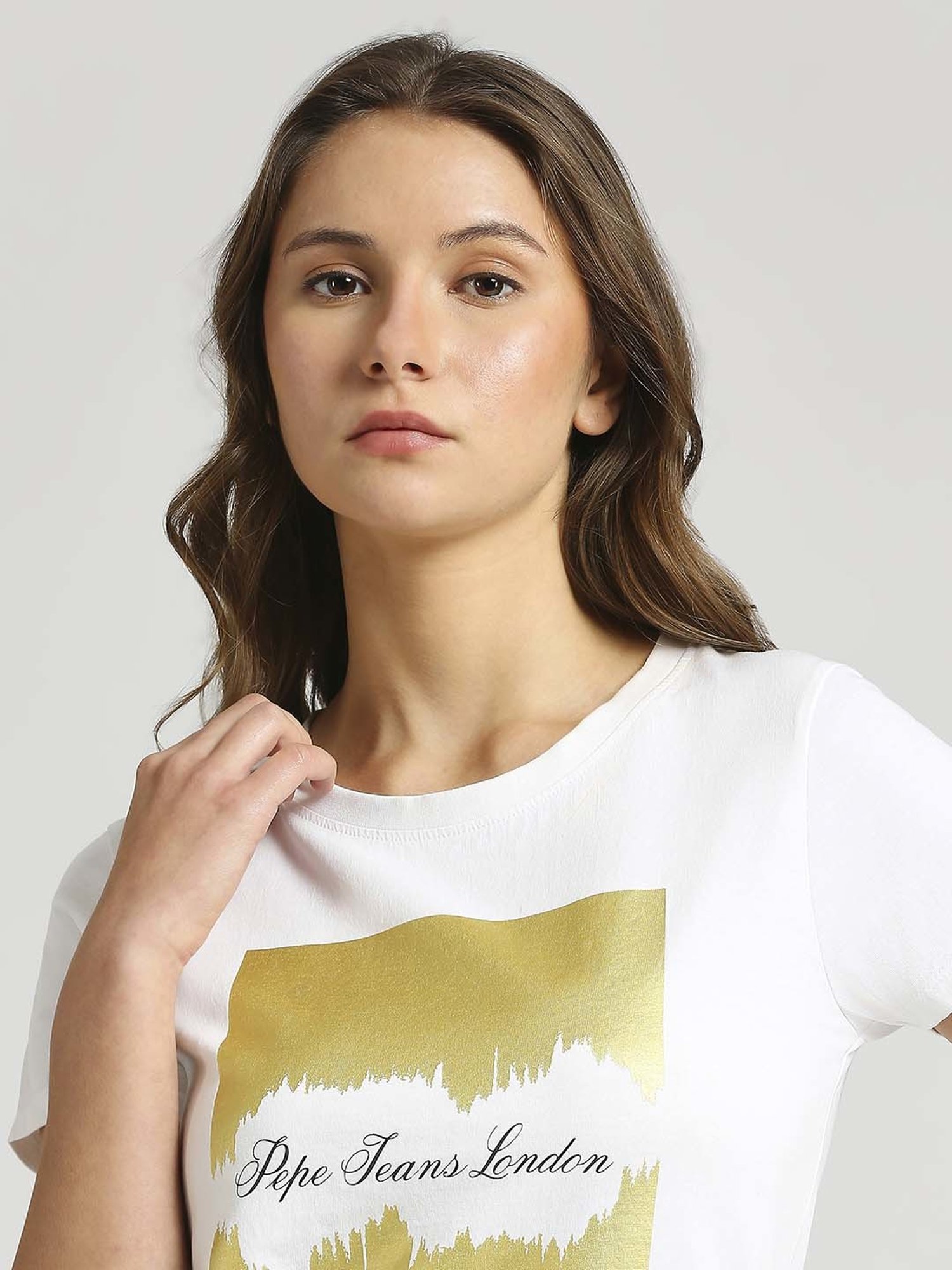 Pepe Jeans White Cotton Printed T-Shirt