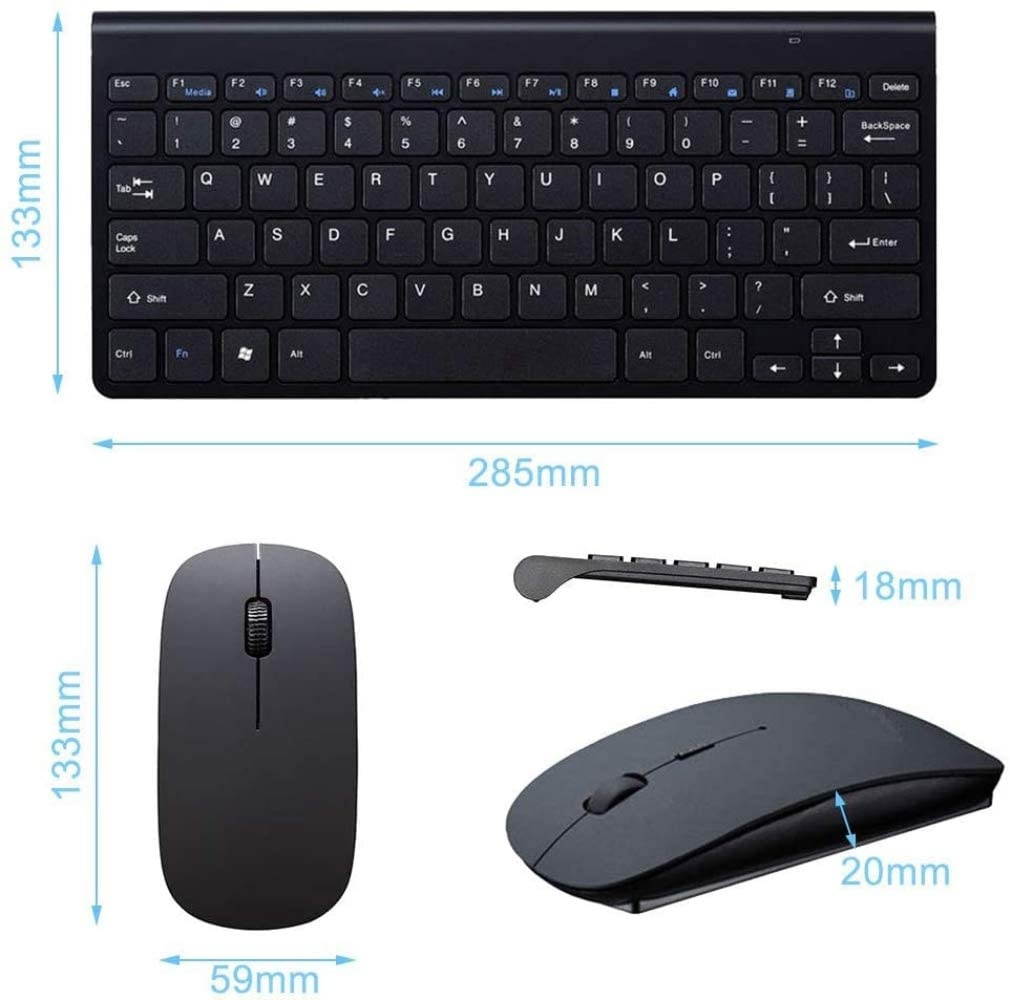 Wireless Keyboard Mouse Combo Compact Wireless Keyboard and Mouse Set 2.4G Ultra-Thin Sleek Design for Windows Computer Desktop PC Notebook Laptop -Black