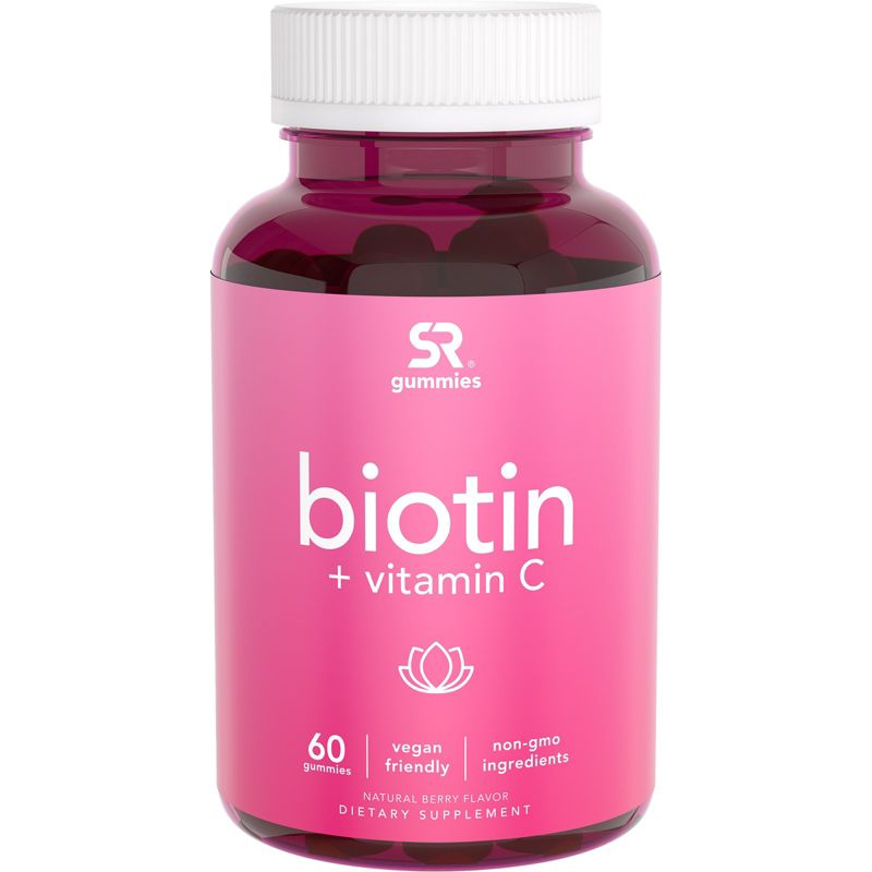Sports Research Biotin + Vitamin C, Natural Berry,  60 Gummies, Dietary Supplements
