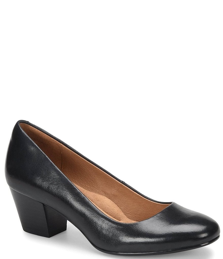 Sofft Lindon Leather Block Heel Pumps