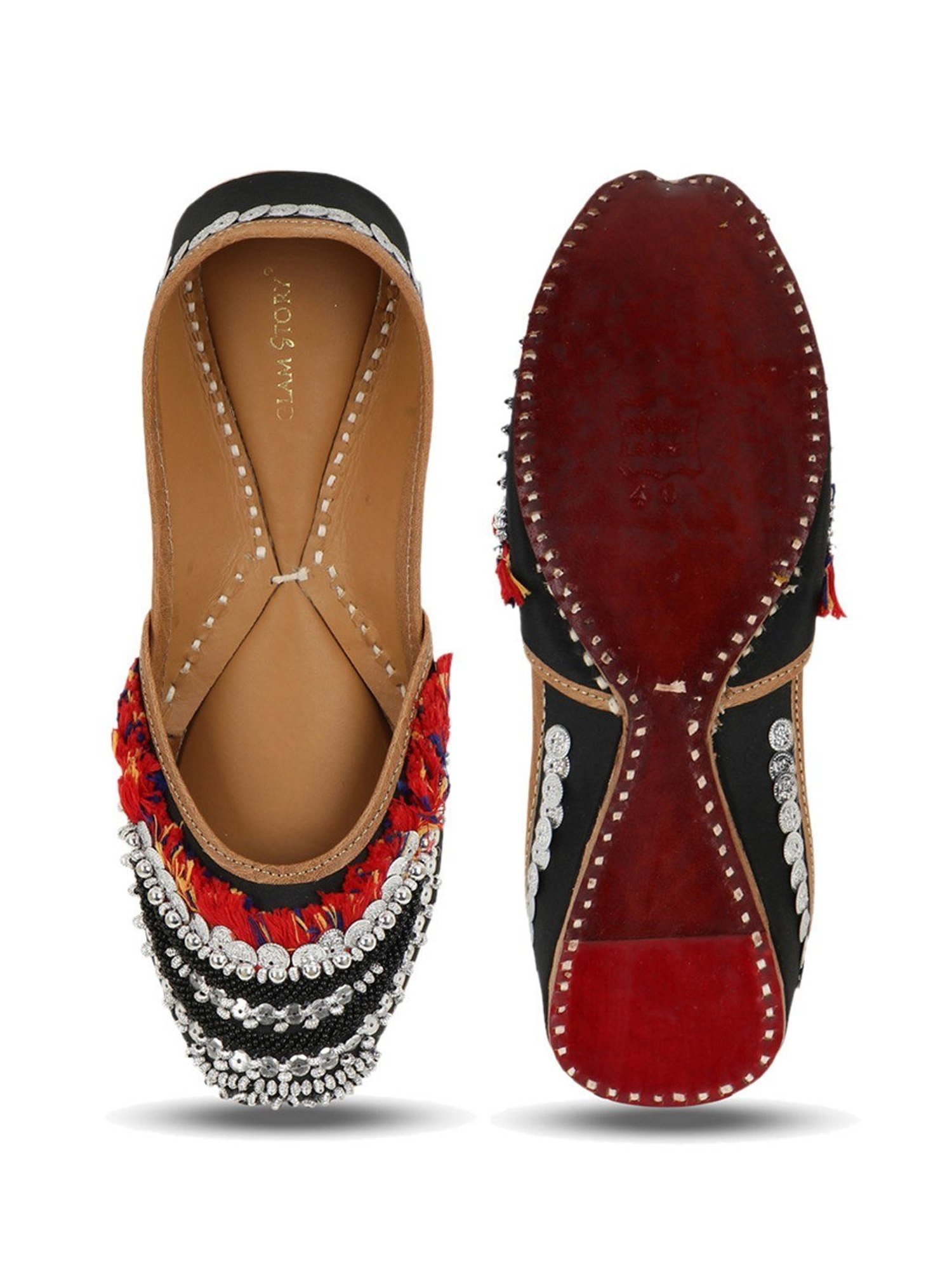 Glam Story Women's Black Ethnic Juttis