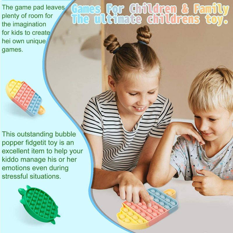 DALOJOE Push Pop Pop Bubble Fidget Sensory Toy, Pop Fidget Toys, 4 Pack Silicone Squeeze Sensory Toys, Stress Relief Toy, Autism Special Needs Anxiety Relief, Educational Toy, for Kids, Adults, Gifts