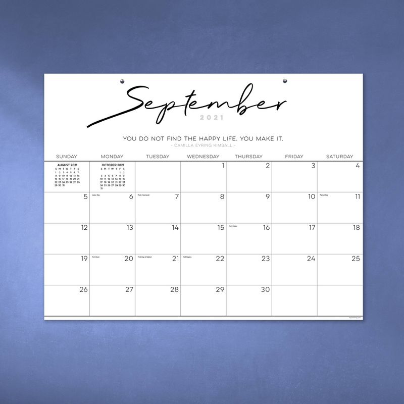 2021-22 Academic Desktop Calendar Inspirational Script Desk Pad Monthly - The Time Factory