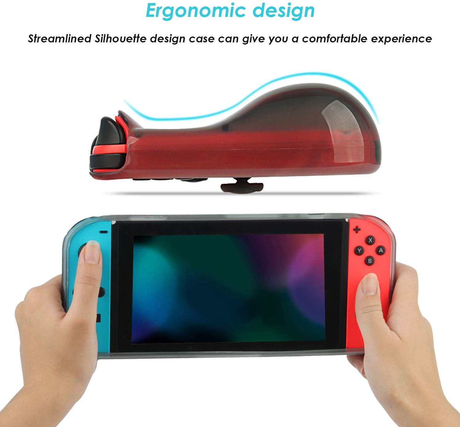 Protective Case Cover for Nintendo Switch Comfortable Soft TPU Grip Case and Ergonomic Anti-Scratch Shock-Absorption Cover for Nintendo Switch 2017 with 8 Thumb Grips Caps