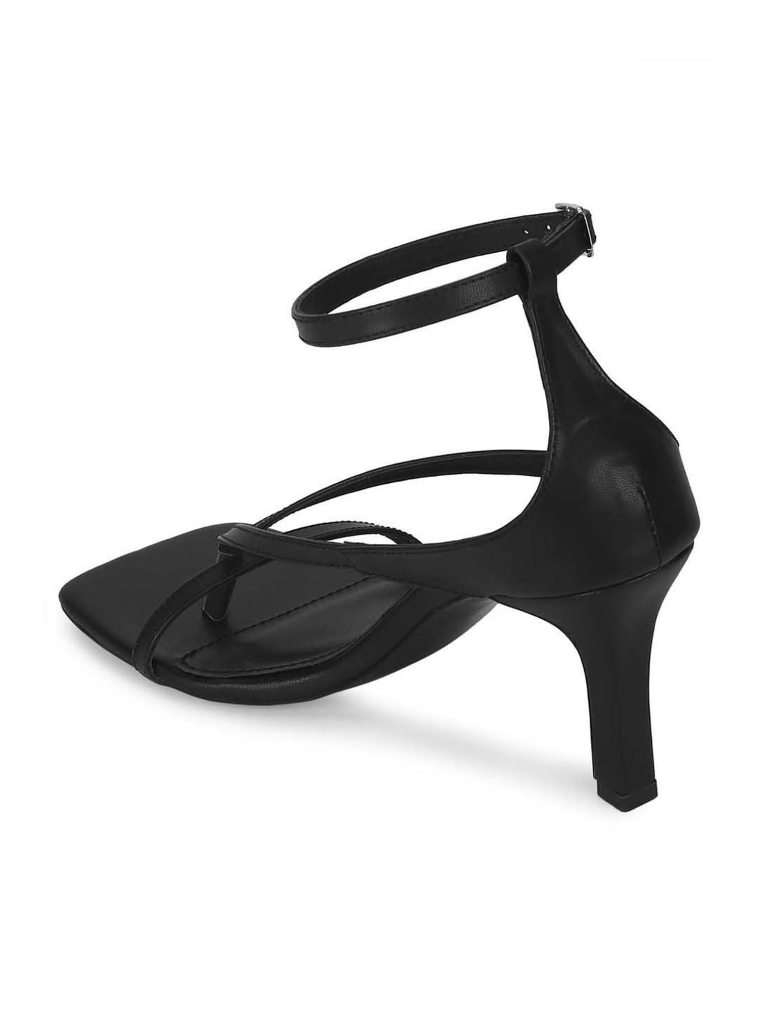 Truffle Collection Women's Black Ankle Strap Stilettos
