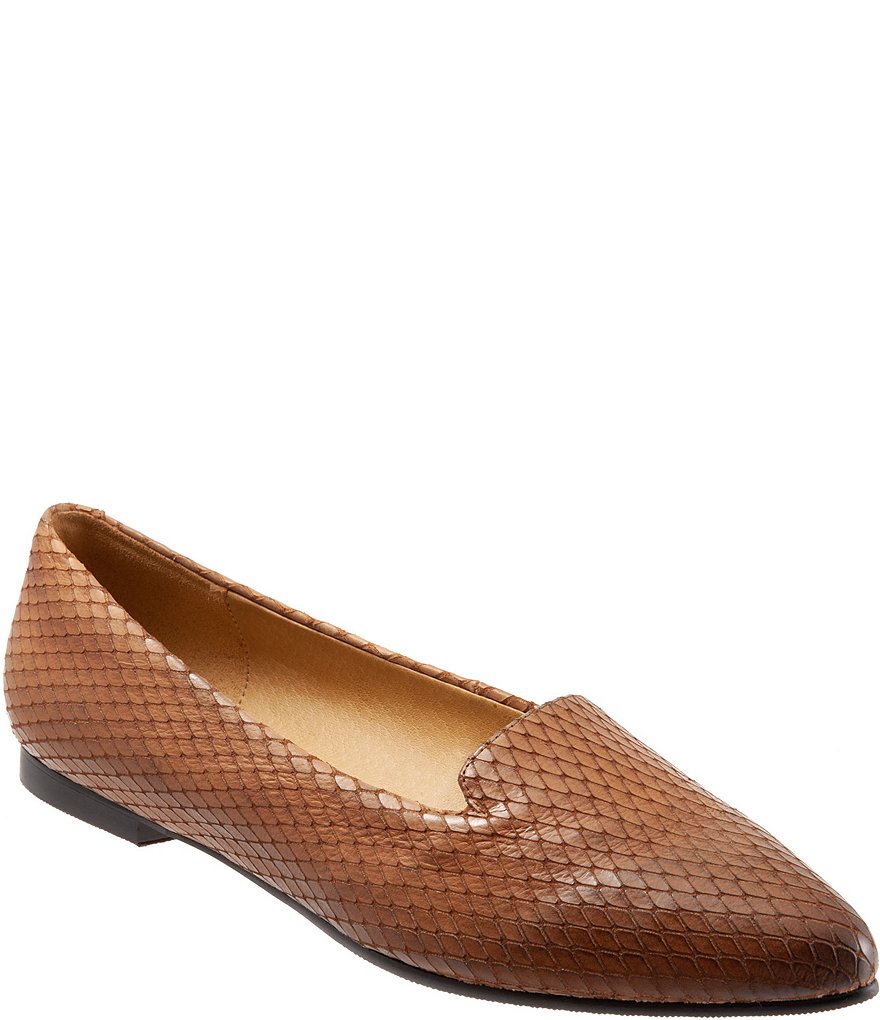 Trotters Harlowe Pattern Detail Leather Flat Loafers