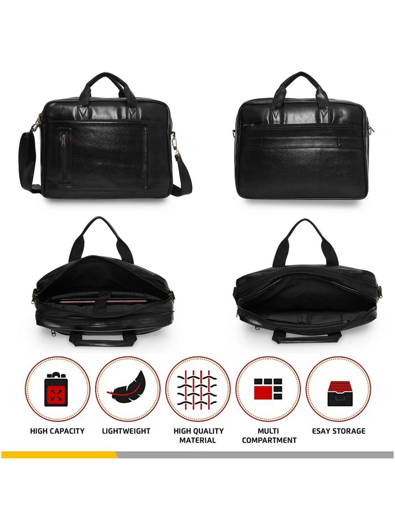 Priority Black Synthetic Large Messenger Bag