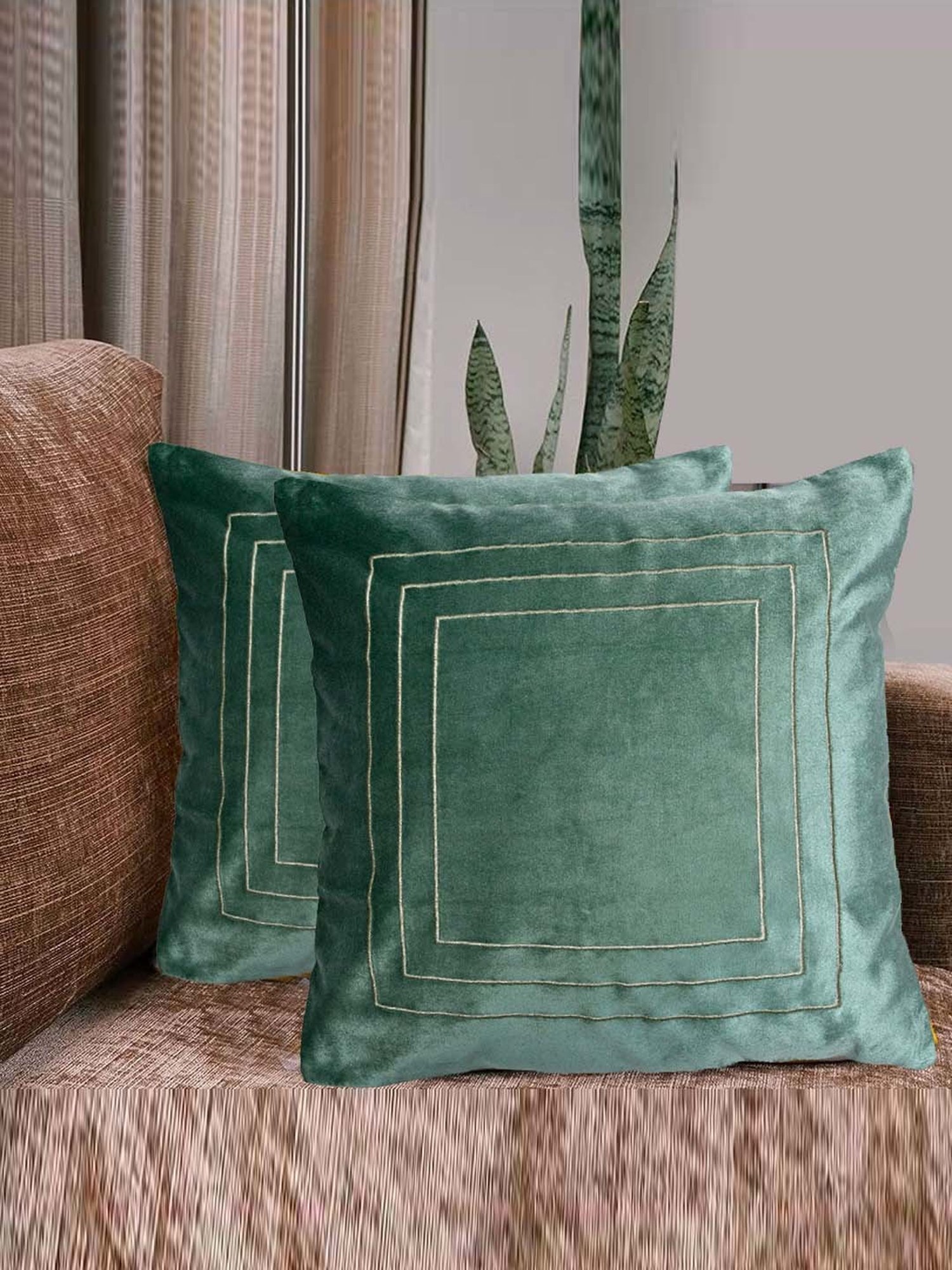 Swayam Red & White Cotton 60 cm x 60 cm Cushion Covers - Set of 5