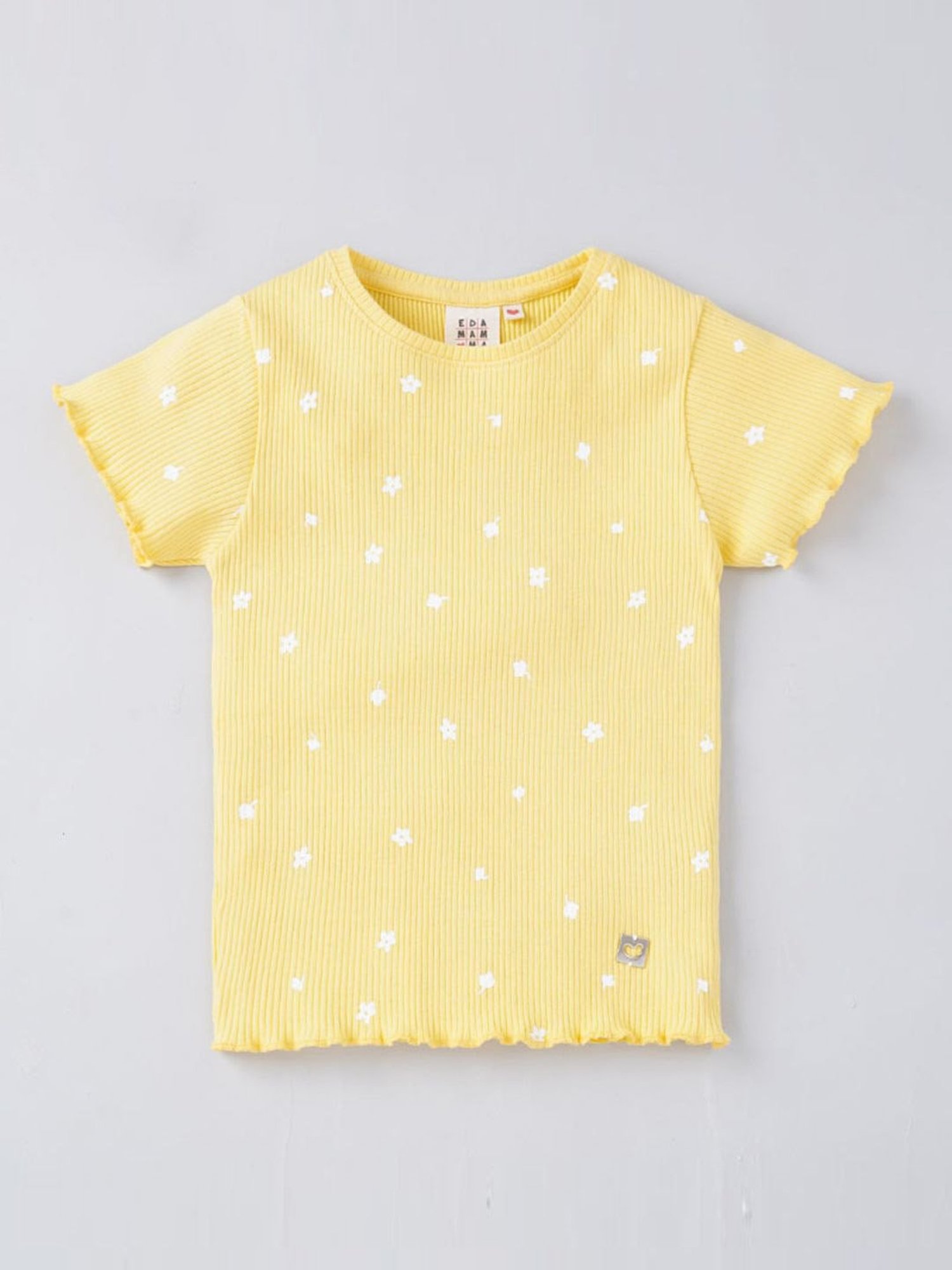 Ed-a-Mamma Kids Yellow & White Cotton Floral Print Top
