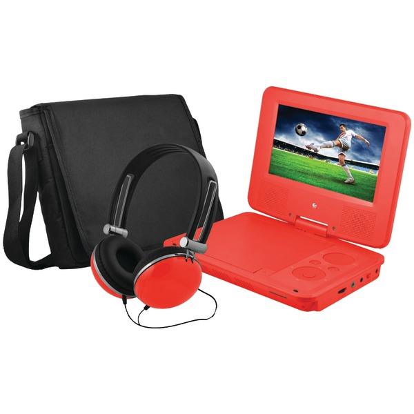 Ematic EPD707RD 7-Inch Portable DVD Player with Matching Headphones and Bag (Red)
