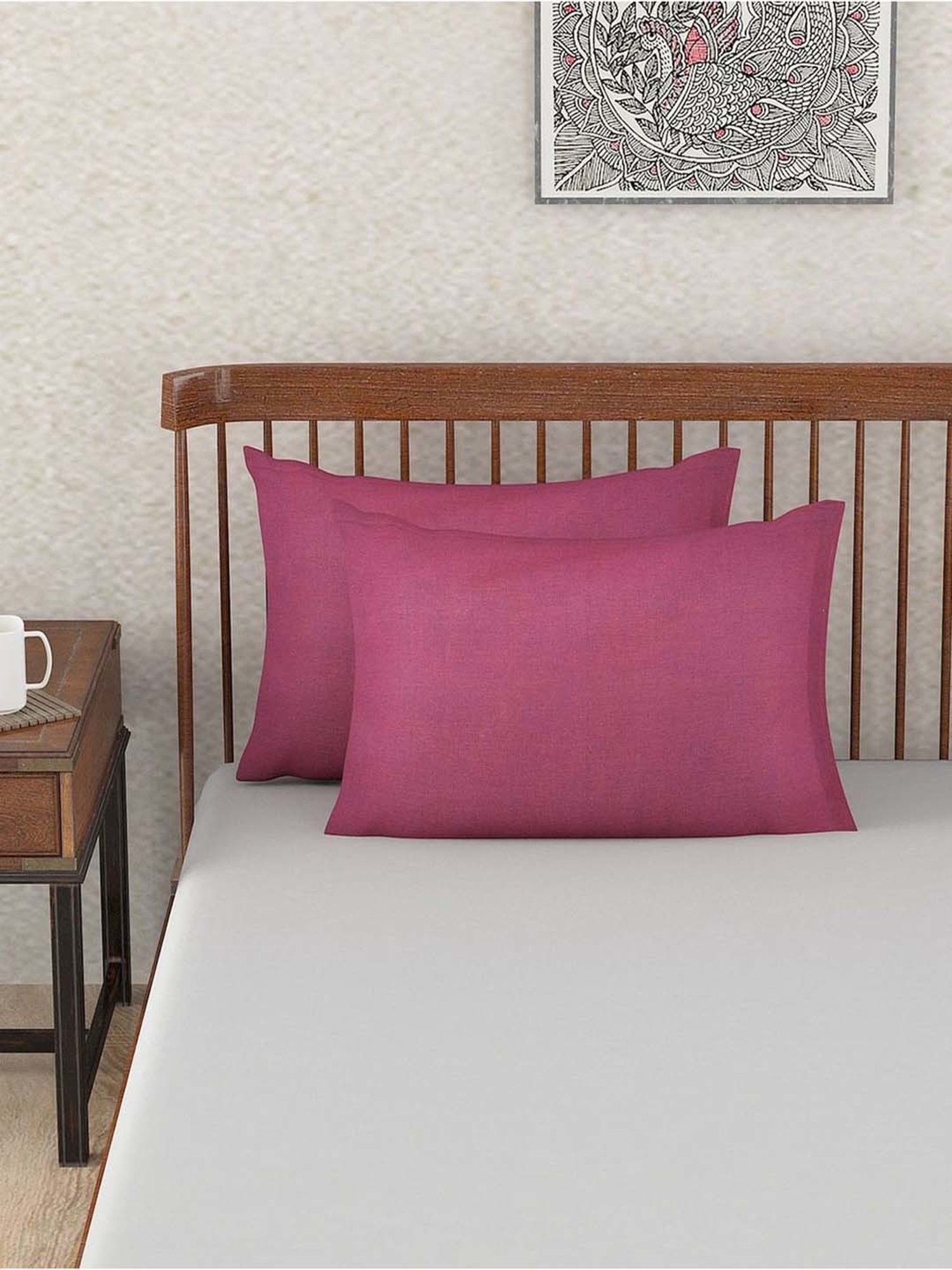 Fabindia Purple Cotton 92 TC Single Bed Sheet With Pillow Cover