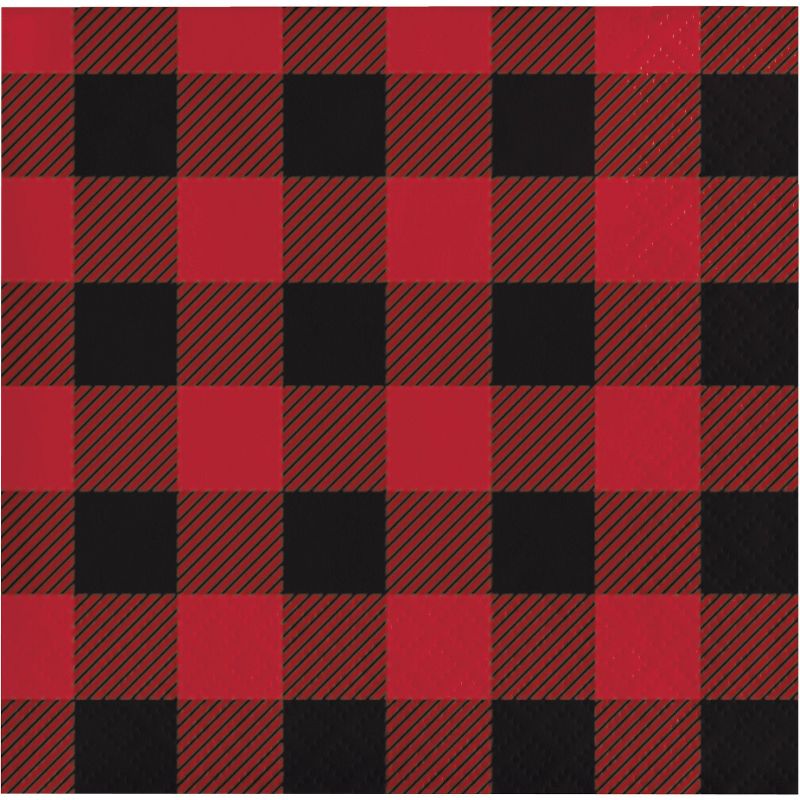 81pk Buffalo Plaid Party Supplies Disposable Dinnerware Set Red/Black