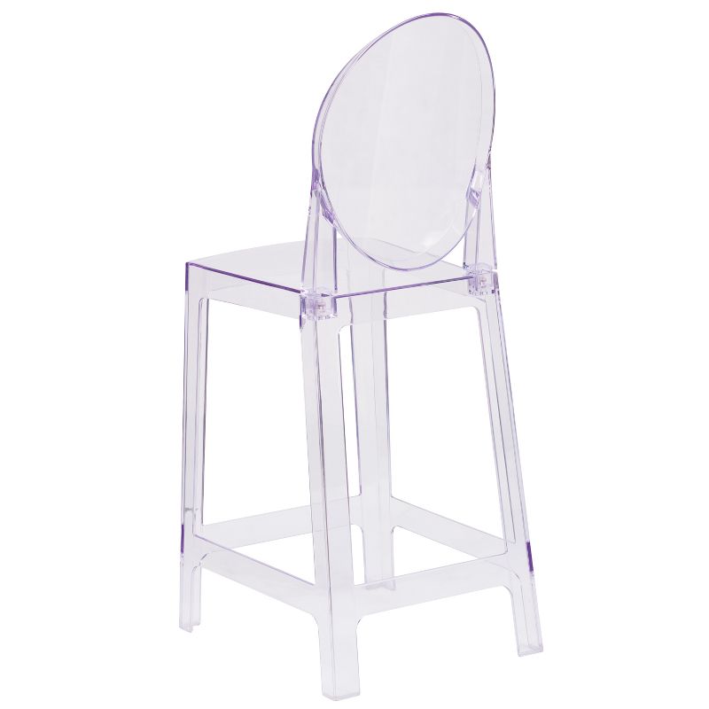 Emma and Oliver Ghost Counter Stool with Oval Back in Transparent Crystal