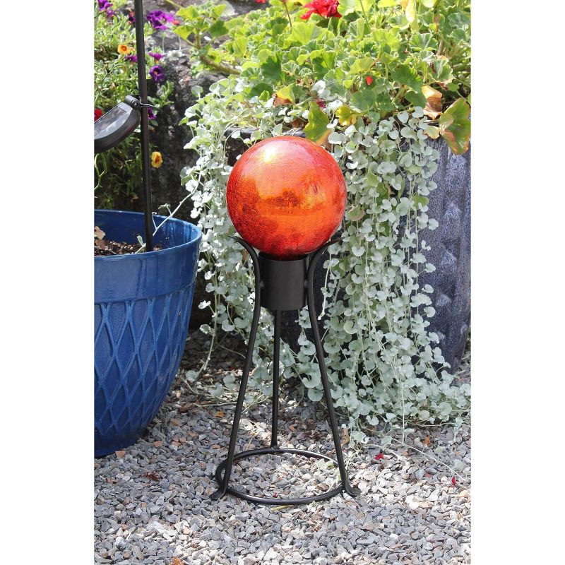 13.5" Iron Trestle II Gazing Globe Ball Stand Black - ACHLA Designs