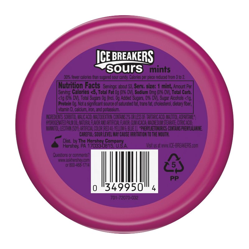 Ice Breakers Sours Mixed Berry Sugar Free Mint Candies - 1.5oz