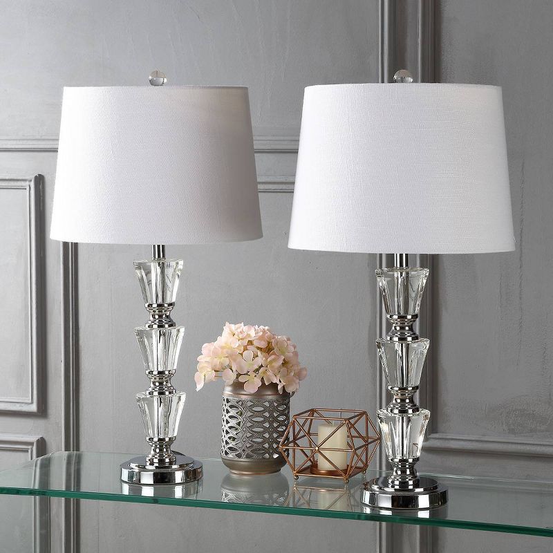 27" (Set of 2) Layla Crystal Table Lamp (Includes LED Light Bulb) Clear - JONATHAN Y