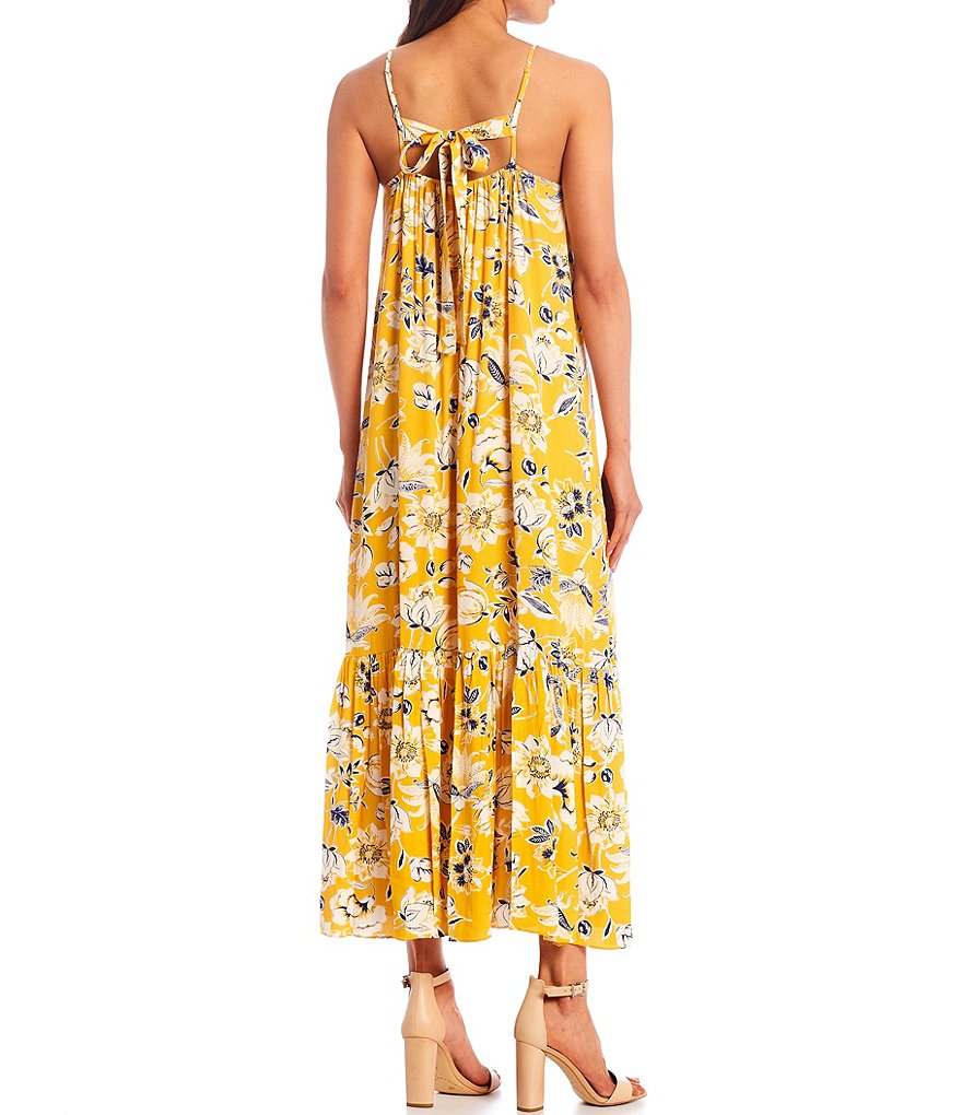 A Loves A Printed Sleeveless Scoop Neck Maxi Swing Dress