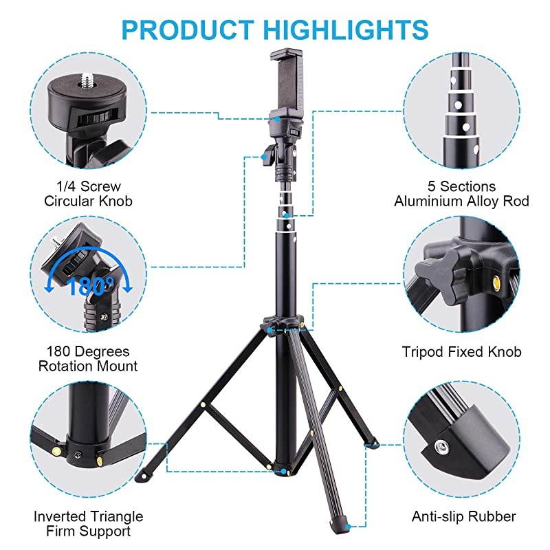 Stick Tripod Bluetooth LATZZ 54 Inch Phone Tripod Extendable iPhone Stand Tripod with Wireless Remote Shutter Compatible iPhone 11 ProXs MAXXRX88P7Galaxy Note 8S10S9+S9 More