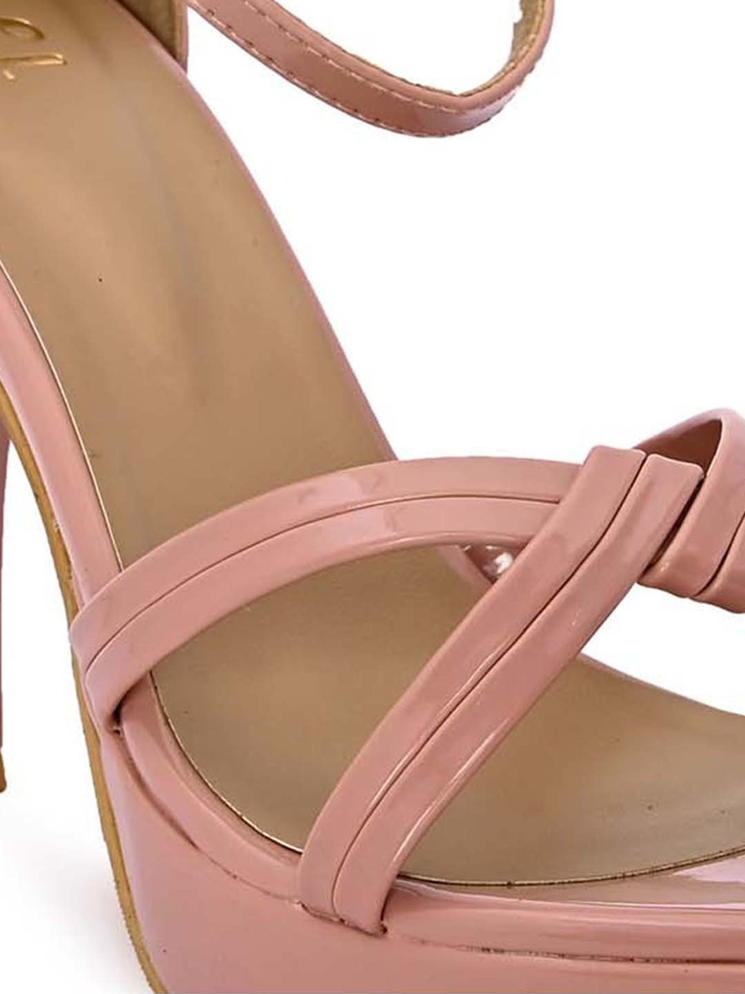 Hydes N Hues Women's Nude Pink Ankle Strap Stilettos
