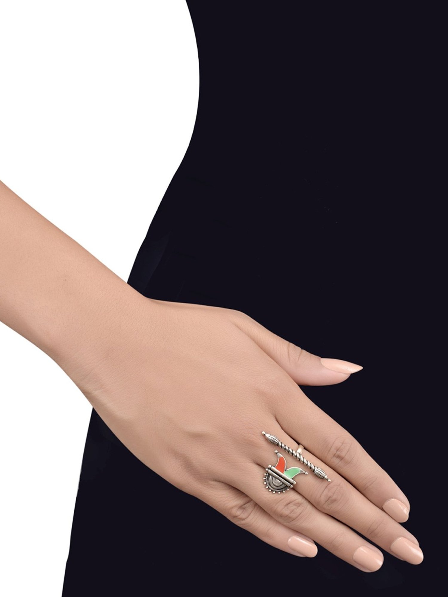 Tribe Amrapali Multi Enamel Chandrika Sun Ring