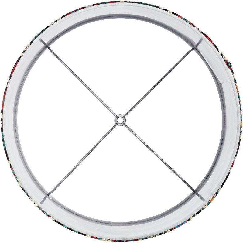 Springcrest Multi-Color Embroidered Medium Drum Lamp Shade 15" Top x 15" Bottom x 11" High (Spider) Replacement with Harp and Finial